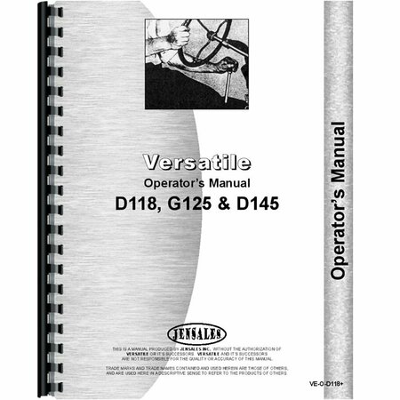 AFTERMARKET Versatile D145 Tractor Operators Manual RAP82326